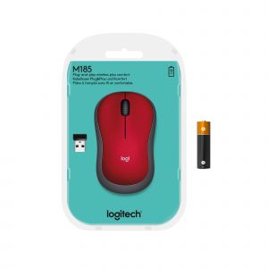  Logitech Wireless Mouse M185 Red