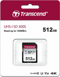 Transcend 300s SDXC 512GB Class 10 U3 V30 UHS-I